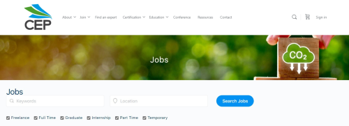 Screen shot of the top of CEP's new Jobs page on their website