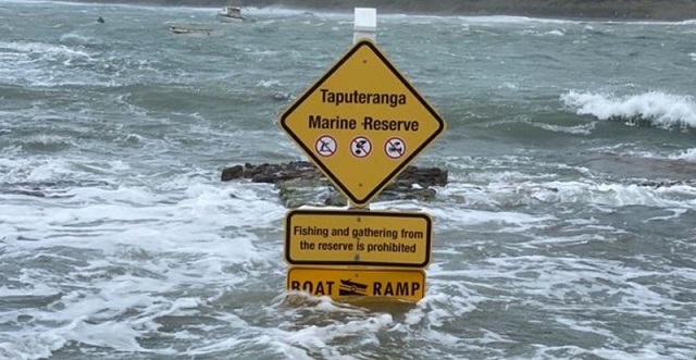 sign under water